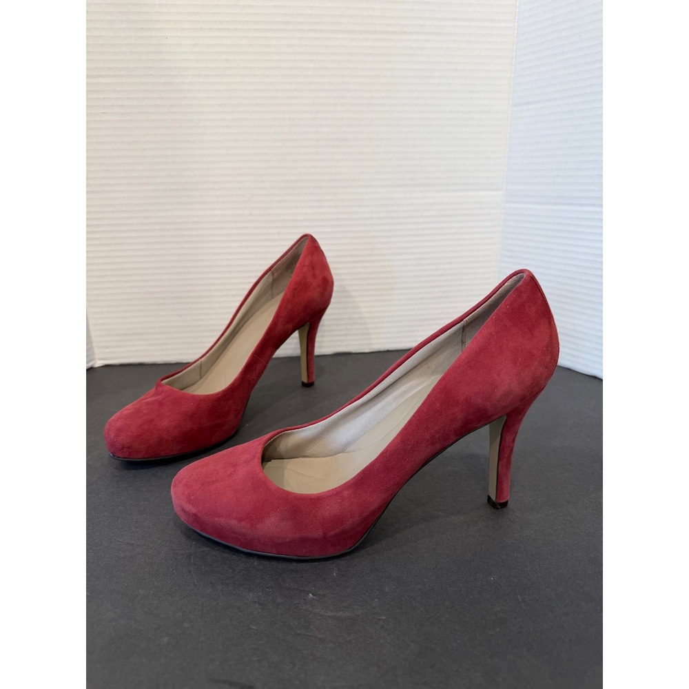 Rockport Burgundy Red Suede Almond Toe Stiletto Heels Slip On Non Slip Pumps 7.5